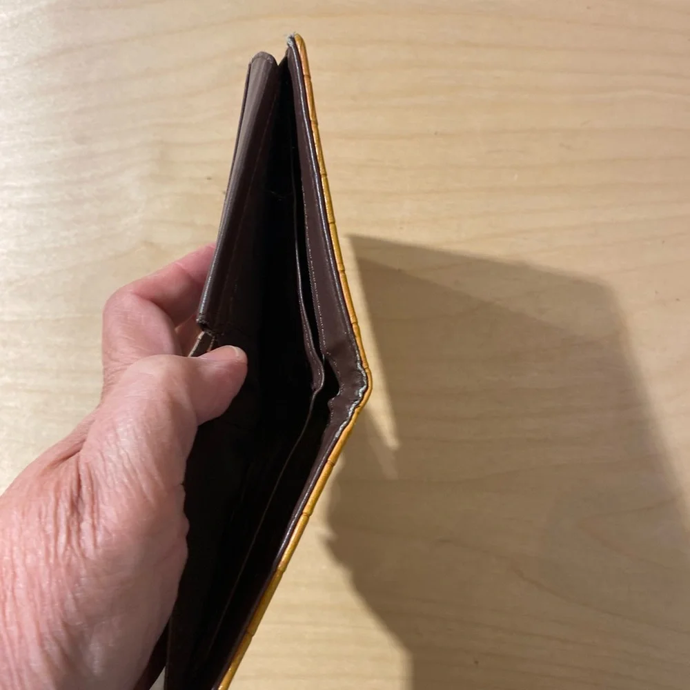 Western Themed Brown Leather Wallet with Silver Accents (MG)